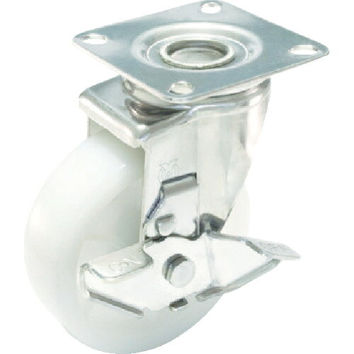 ユーエイ プレート式 自在 ステンレスキャスター ナイロン 車輪径150mm ストッパー付き Jタイプ SUS-J-S型 取付寸法90×90(75×75) SUS-NJ-150S