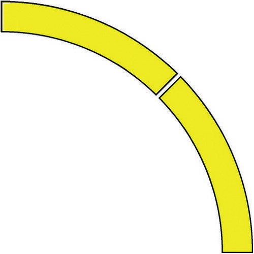 ユニット ドア開閉表示ステッカー アール型 黄・PVCステッカー・50幅 819-61