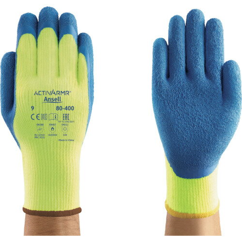 アンセル 耐熱・耐寒天然ゴム背抜手袋 アクティブアーマー Mサイズ 80-400-8