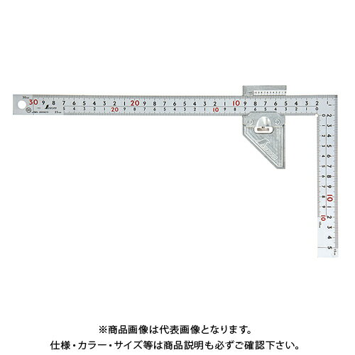 シンワ測定 曲尺厚手広巾シルバー30cm表裏同目8段曲尺用ストッパー金属製付jis 12486