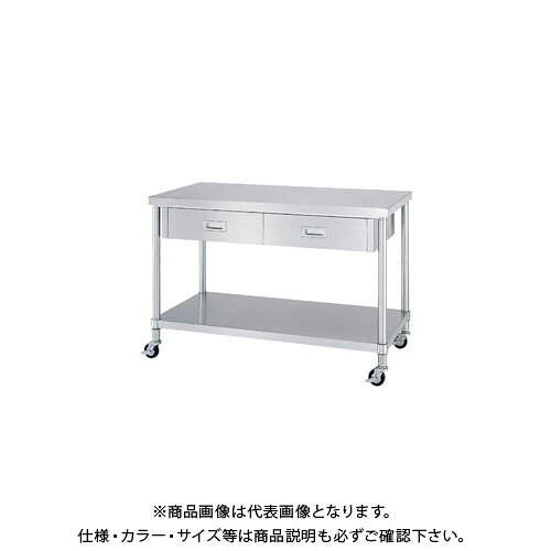 【メーカー】 ●シンコー(株) 【特長】 ●φ38mm太径パイプを使用した丈夫なステンレス作業台です 【仕様】 ●SUS430 No.4仕上げ ●下棚：ベタ棚 ●引出個数：4 ●キャスター：スチール金具 φ75ウレタン車 ストッパー付 ●(W)1800×(D)900×(H)800 ●自重：74.3kg ●静止均等荷重：150kg/天板 ●全高310mm〜850mmまで高さ調整無償(5mmピッチ) ●G購入法：× ●分類：ステンレス製品 ●組立式：○
