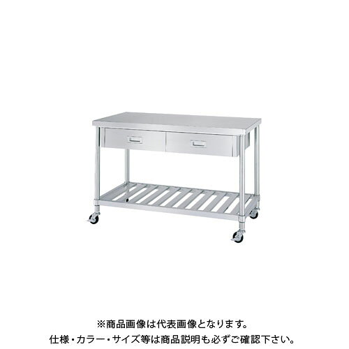 【メーカー】 ●シンコー(株) 【特長】 ●φ38mm太径パイプを使用した丈夫なステンレス作業台です 【仕様】 ●SUS430 No.4仕上げ ●下棚：スノコ棚 ●引出個数：2 ●キャスター：スチール金具 φ75ウレタン車 ストッパー付 ●(W)900×(D)900×(H)800 ●自重：39.9kg ●静止均等荷重：150kg/天板 ●全高310mm〜850mmまで高さ調整無償(5mmピッチ) ●G購入法：× ●分類：ステンレス製品 ●組立式：○