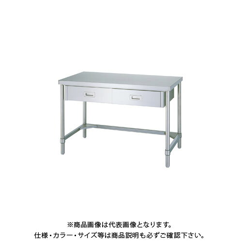 【メーカー】 ●シンコー(株) 【特長】 ●φ38mm太径パイプを使用した丈夫なステンレス作業台です。 ●耐食性に優れたSUS304製。 【仕様】 ●SUS304 No.4仕上げ ●下枠：三方枠 ●引出個数：2 ●(W)1200×(D)600×(H)800 ●自重：36.4kg ●静止均等荷重：150kg/天板 ●全高310mm〜850mmまで高さ調整無償(5mmピッチ) ●G購入法：× ●分類：ステンレス製品 ●組立式：○ 【注意】 ※こちらの商品は受注生産品のため、目安よりお届けにお時間を頂く場合がございます。 また、上記の理由から、ご注文後のキャンセル・返品はお受け致しかねます。予めご了承ください。