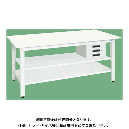 【メーカー】 ●サカエオリジナルブランド 【特長】 ●抗菌・抗ウイルス効果のあるパステル色の天板を使用したワークテーブルです。 ●本体は銀イオン配合による抗菌効果のある粉体塗装を採用!ポリエステル天板を使用している為、美観・耐摩耗性に優れています。 ●軽梱包作業・滑り易さを求める方・文字を書く作業・美観性を求める方に向いてます。 ●本体は角パイプ(構造用鋼管)を使用しているため非常に堅牢でしかもホコリが溜まりません。 【仕様】 ●間口(mm)：1500 ●奥行(mm)：750 ●高さ(mm)：800 ●色(本体)：パールホワイト ●均等耐荷重(kg)：(天板)350、(中棚)50、(中板1枚)50、(引出)30 ●質量(kg)：63 ●天板寸法(幅W×奥行D×高さH)(mm)：1500×750×21 ●材質(天板)：抗菌・抗ウイルスポリエステル天板 ●色(天板)：パステルホワイト ●アジャスター：樹脂製 ネジ径M12×P1.75 ●仕様：中棚・中板付、キャビネット3段付(NKL-S30W) ●グリーン購入法：適合 ●G購入法：○ ●組立式：○ ●組立費別途：○ 【注意】 ※4トントラック(幅：約2.3m)でお届けする場合がございますので、配送箇所までトラックが通行可能か事前にご確認下さい。 ※4トントラックにて配送できない場合には、ご注文をお受けできない場合もございます。 【関連商品】 【送料別途】【直送品】サカエ SAKAE 軽量作業台(抗ウイルス天板/中棚中板付) 引出3段 W900×D600×H800 ホワイト KH-38CVPWT2 【送料別途】【直送品】サカエ SAKAE 軽量作業台(抗ウイルス天板/中棚中板付) 引出3段 W900×D750×H800 ホワイト KH-39CVPWT2 【送料別途】【直送品】サカエ SAKAE 軽量作業台(抗ウイルス天板/中棚中板付) 引出3段 W1200×D750×H800 ホワイト KH-49CVPWT2 【送料別途】【直送品】サカエ SAKAE 軽量作業台(抗ウイルス天板/中棚中板付) 引出3段 W1800×D750×H800 ホワイト KH-69CVPWT2 【送料別途】【直送品】サカエ SAKAE 軽量作業台(抗ウイルス天板/中棚中板付) 引出3段 W1800×D900×H800 ホワイト KH-70CVPWT2