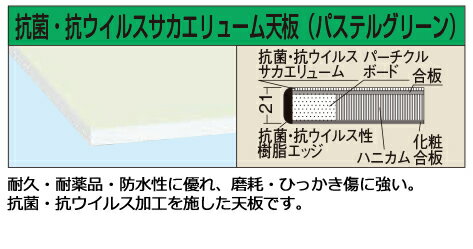 【送料別途】【直送品】サカエ SAKAE 軽量用天板 (抗菌・抗ウイルス天板) W900×D600×H21 パステルグリーン KK-9060VFTCG