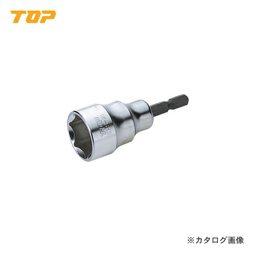 【メーカー】●トップ工業（株）【特長】●六角軸シャンクで電動ドリルにワンタッチで取り付け可能です。●各種六角ねじの着脱に便利な先端工具です。●14.4Vにも対応しています。【用途】●各種六角ネジの着脱に便利な先端工具。【仕様】●保証トルク(N・m)：75●対辺寸法(mm):22.0●軸寸法(mm):6.35●ナット受部深さ(mm):27●全長(mm):70●外径(mm):29.5【原産国】●日本【質量】●85G