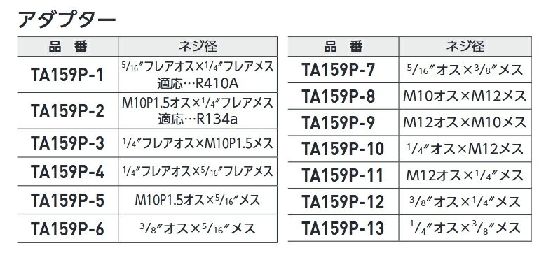 アダプター 1/4オスX3/8メス タスコ TASCO TA159P-13