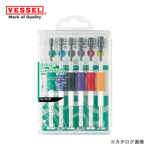 【メーカー】 ●（株）ベッセル 【特長】 ●クッショングリップは自在にスライドできるので、お好みの位置に移動できます。 ●精密機器・スペーサー・ホビー等の組み立て・修理・分解に適しています。 ●2.2はふちなしメガネに使われるほとんどのねじに対応できます。 ●携帯に便利なクリアケース入り。ヘッダーを切り取ればスクエア形状になり、工具箱・メンテナンスバックにも収納しやすくなります。 【仕様】 ●セット内容(本):6 ●セット内容:TD-52、H2.2、H3.0、H4.0、H4.5、H5.0、H5.5 ●質量(g):190 ●ケースサイズ:86×140×20mm 【原産国】 ●日本 【質量】 ●190G 【関連商品】 ベッセル VESSEL 精密ナットドライバー 対辺5.5 TD-52H5.5 ベッセル VESSEL 精密ヘックスドライバー 対辺0.89 TD-53H0.89 ベッセル VESSEL 精密ヘックスドライバー 対辺1.27 TD-53H1.27 ベッセル VESSEL 精密ヘックスドライバー 対辺1.5 TD-53H1.5 ベッセル VESSEL 精密ヘックスドライバー 対辺2.0 TD-53H2.0 ベッセル VESSEL 精密ヘックスドライバー 対辺2.5 TD-53H2.5 ベッセル VESSEL 精密ドライバー ピン抜き TD-54 ベッセル VESSEL 精密ヘックスドライバー セット TD-58 ベッセル VESSEL ペタドラ (＋)1 TD-61-1 ベッセル VESSEL ペタドラ (＋)2 TD-61-2