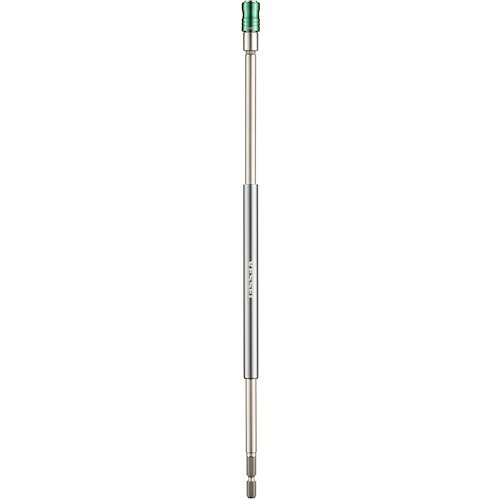 【メーカー】●(株)ベッセル【特長】●チャック径13mm。●狭く奥まったところもしっかり届く。●引きタイプのスリーブチャックで、装着したビットが落ちにくい。●耐腐食性に優れたアルマイト仕上げのアルミスリーブ。●カラーでサイズを色分け。●両頭ビットやソケット、六角軸つき砥石やブラシも使える。●軸部はダイハード鋼全身焼入で、ねじれや曲がりに強い。●丸軸8mmシャンク採用。●トルクロスが少ない。●安定した締め付けのため、軸部を保持できる回転グリップ付き。【仕様】●チャック外径：13mm●回転グリップ付き●色：緑●差込角(mm)：6.35●全長(mm)：350●質量：145g