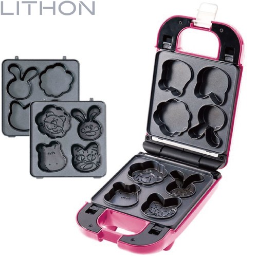 [KDHS-018P] たべっ子どうぶつカステラメーカー ライソン IH調理器 1度に4キャラクターの顔のカステラ..