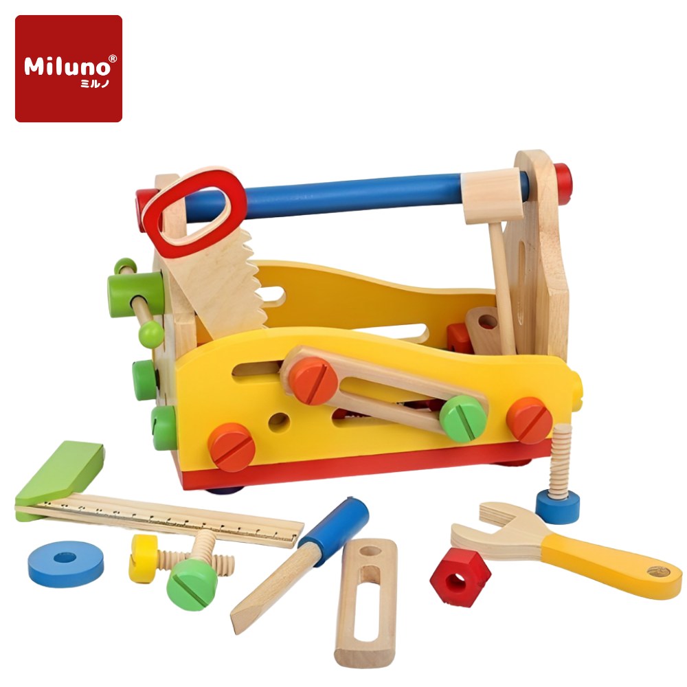 乐天商城 - MILUNO 大工さんごっこ遊びセット 工具おもちゃ 知育玩具 木製 創造力/指先の器用さ/思考力/問題解決力を育む