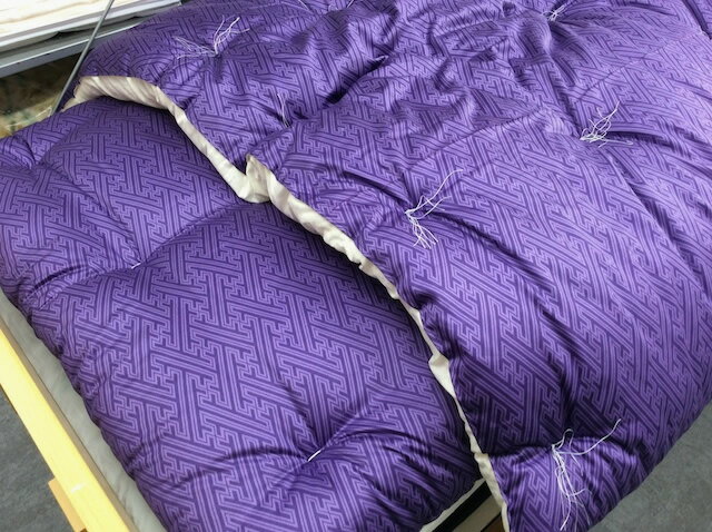 【長寿祝い】紫の布団【上下セット】シングル 当店製造のふかふか綿布団