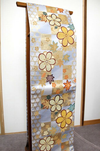 袋帯 全通 紅葉 桜 市松模様 150-7127jpx 袋帯 全通 紅葉 桜 市松模様 150-7127jpx