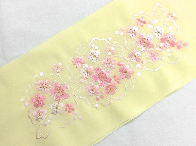 シルフィル刺繍半衿 日本製 クリーム 桜 180320-8 メール便