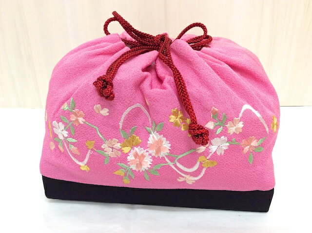 撫子刺繍巾着 袴 和装 ピンク 45171-1