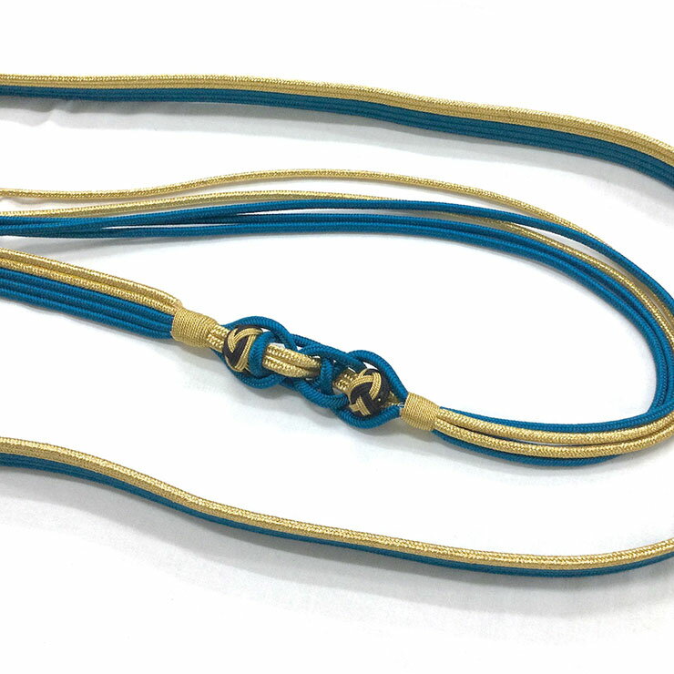 帯締め 正絹 振袖 ターコイズ 青 金 日本製 nk-34bl