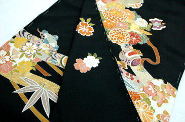 京友禅黒留袖 大輪の菊に松竹梅、熨斗に打ち出の小槌 105-f4105【楽ギフ_包装】