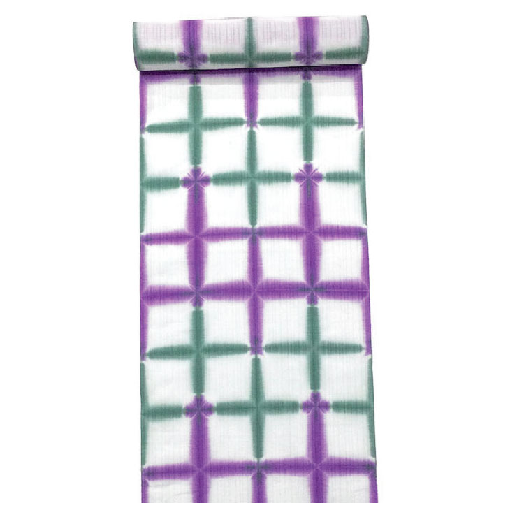 【有松鳴海絞り】女性浴衣 反物 知多木綿 雪花 白地 ピンク 日本製