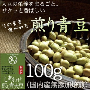 国産煎り青大豆(無添加)-100g大豆の栄養まるごとそのままサクッと食べれる栄養満点、無添加の焙煎ダイズ♪大豆レシチン プロテイン イソフラボン タンパク 焙煎大豆 炒り大豆 健康 食品 国産大豆 お取り寄せグルメ プロテインフード おやつ お菓子 おつまみ