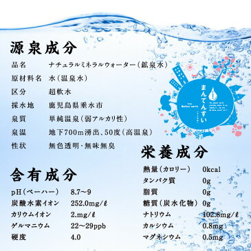 【送料無料】世界最高峰の天然水-まん天粋20L天然の抜群ミネラルバランスと世界最小クラスの水分子カラダに嬉しい美味しい飲む温泉水|マイナスイオン アルカリ還元水 九州 ミネラルウォーター まんてんすい アルカリイオン水 イオン水 アルカリ水 ミネラル