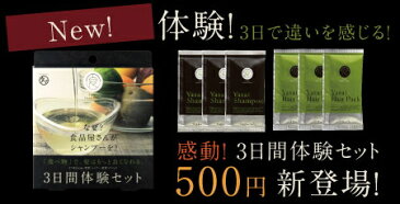 【送料無料500円】感動の3日間お試し体験！YASAI シャンプー＆ヘアパックセット各3包入り-3日間分セット(説明書付き)地肌から毛先まで、洗う・補修・髪をつくり守るまで進化した全く新しい、感動ヘアケア誕生です。【タマ食コスメ】