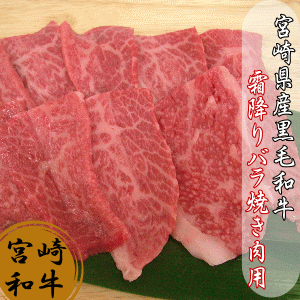 宮崎県産黒毛和牛霜降り焼き肉用バラ100g