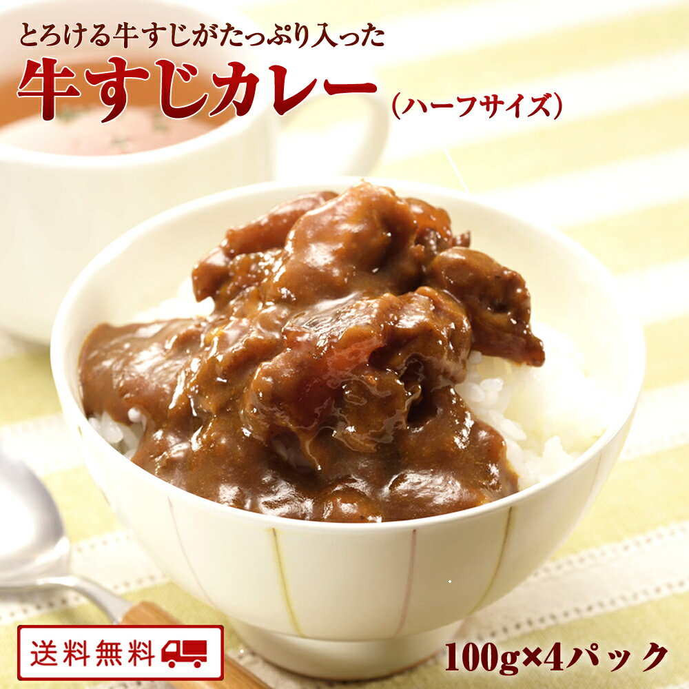 【最大20%OFFクーポン配布中】＼美味しさお届け／ 2セット購入で1パックプレゼント 祥子ちゃんの牛すじカレー 100 x 4パック レトルト カレー 常温保存 送料無料 ハーフサイズ 常温保存 レトルト 朝カレー 惣菜 少量 お弁当 アウトドア 非常食 九州のごちそう便のサムネイル