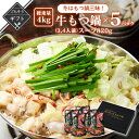 【クーポン配布中】ありがとうショップ九州のごちそう便 冬ギフト 総重量4キロ!年中もつ鍋三昧!牛もつ鍋(3,4人前)スープ820g×5パック 牛もつ200g入り...
