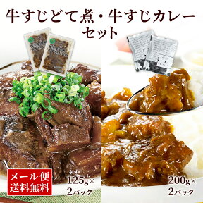 【クーポン配布中】＼美味しさお届け／ 累計40万食突破 楽天1位受賞 4点 セット 博多風 牛すじどて煮 125g x 2パック とろける 牛すじ カレー 200g x 2パック レトルト 常温 長期保存 牛筋 土手煮