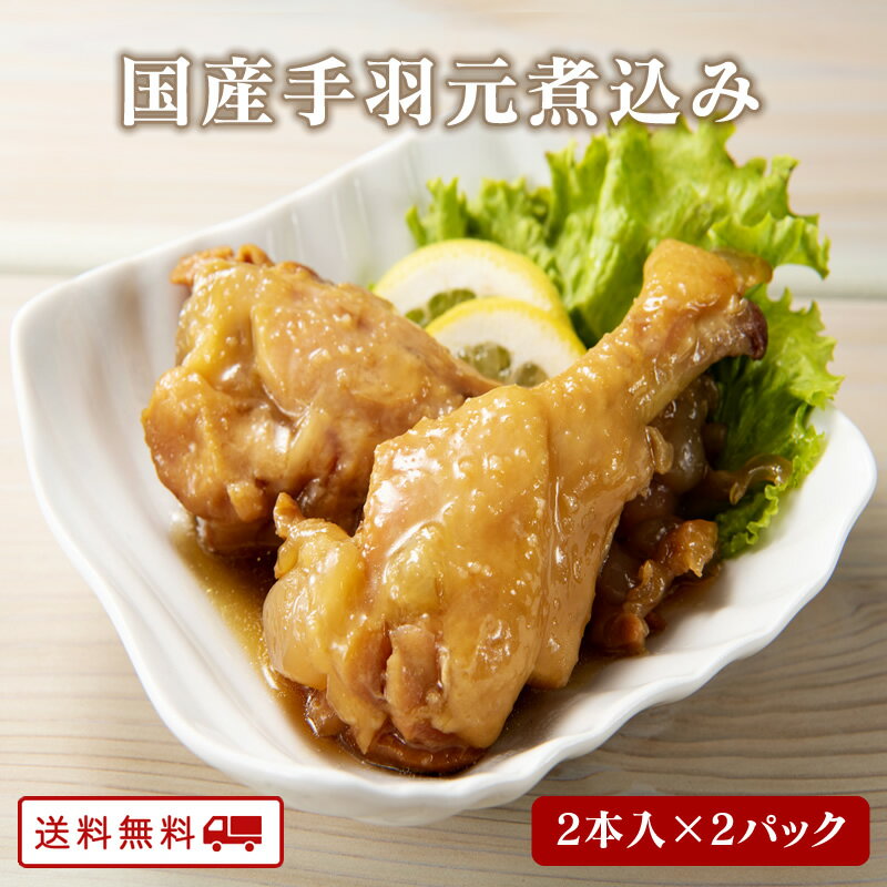 【10%OFFクーポン配布中】ありがとうショップ九州のごちそう便 国産手羽元煮込み 2本入り x 2パック 特製味噌ダレ 長期保存 メール便 2本入り x 2パック 味噌漬け おつまみ ギフト 常温 お取り寄せグルメ 九州 酒の肴 送料無料
