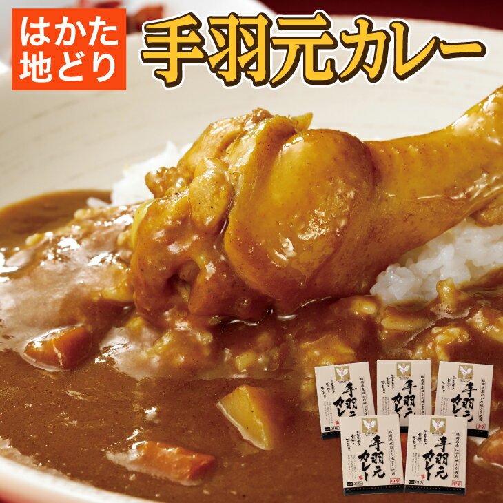 【送料無料】 はかた地鶏カレー (手羽元カレー210g×5) 常温 ご当地カレー チキンカレー レトルトカレー はかた地どり 地鶏 手羽元 丸ごと 骨ごと 骨つき 骨付 福岡 博多 ご当地 土産 九州 鶏 軍鶏 シャモ サザナミ 完熟トマト トマト 鶏ガラスープ