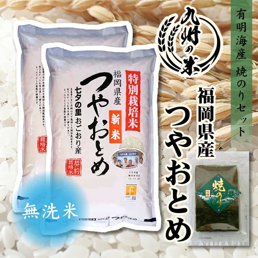 【お買い物マラソン当店ポイント2倍】【令和5年産】送料無料 有明海苔セット 無洗米 福岡県産つやおとめ 10kg（5kg×2…