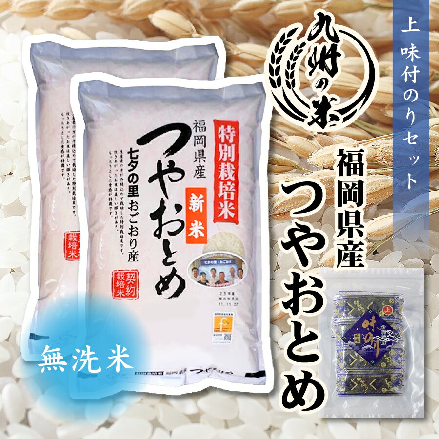 【令和5年産】送料無料 無洗米 福岡県産つやおとめ 10kg 5kg 2袋 ＋上 味付のり30束セット