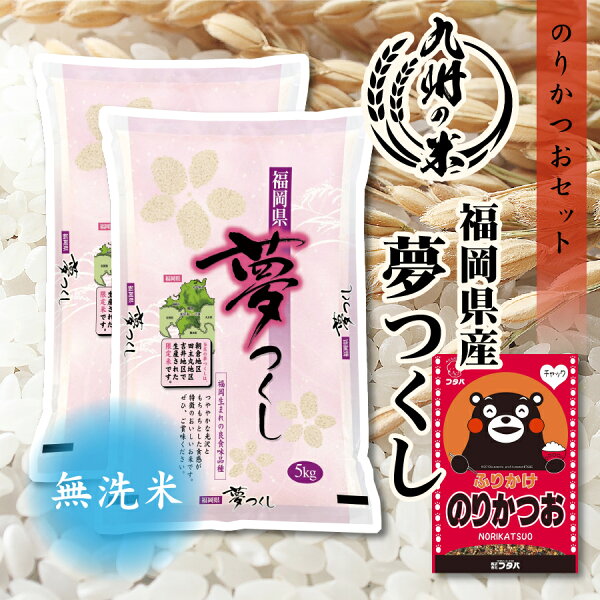 【令和5年産】送料無料 ふりかけセット 無洗米 福岡県産夢つくし10kg（5kg×2袋）