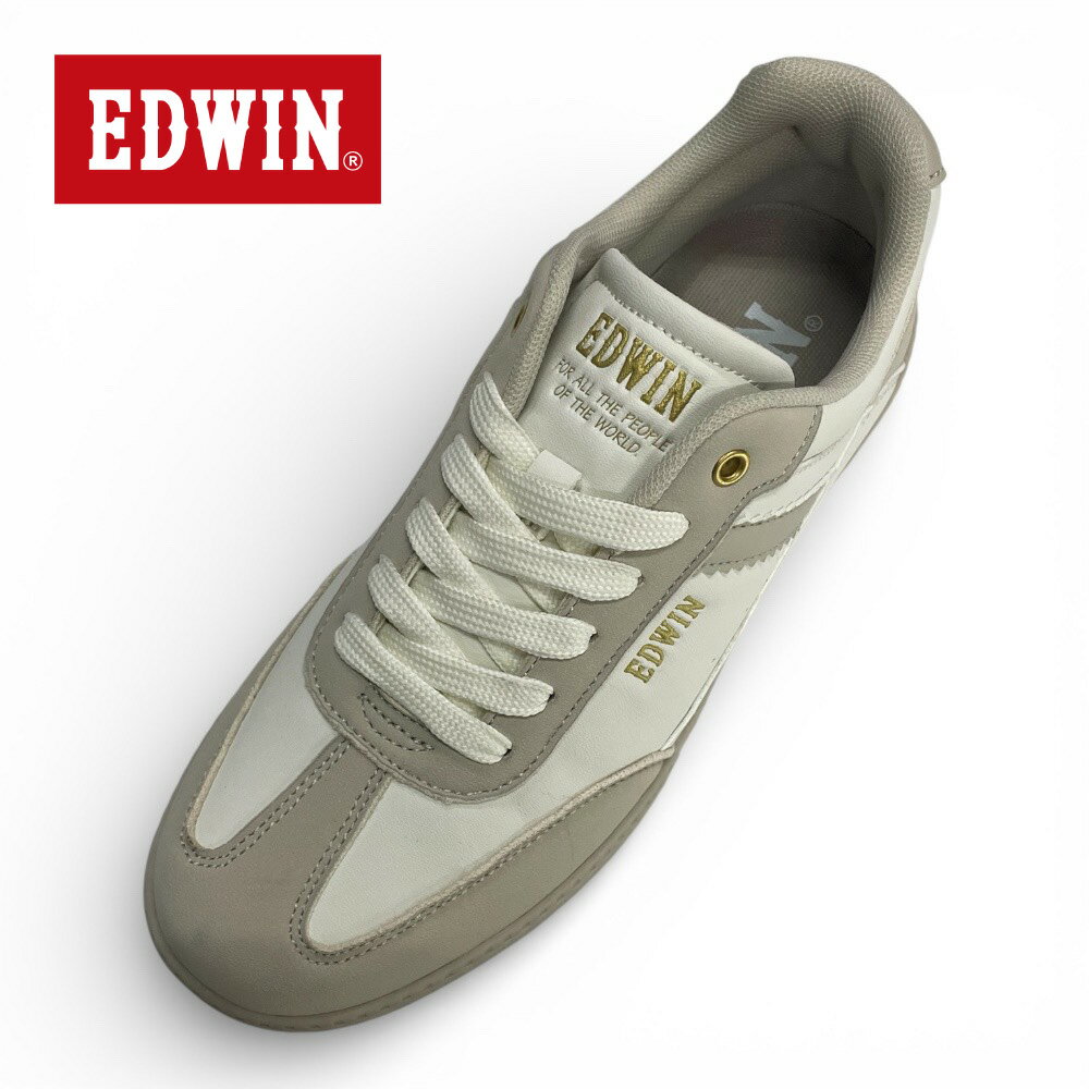 乐天商城 - 【送料無料】エドウィン スニーカー レディース 白　　ホワイト　アイボリー EDWIN EDW-4381 スポーティー 履きやすい 歩きやすい 疲れにくい おしゃれ 大人カジュアル 通勤　通学 ダンス アイボリー　23cm-24.5cm　 3E