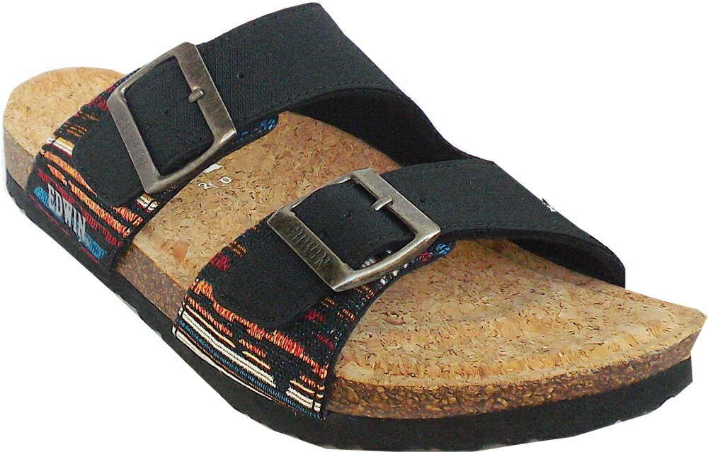 【EDWIN】EW9301　ブラックコンビ エドウイン　紳士サンダル 　25-28cm 天然コルク フットベット　シード