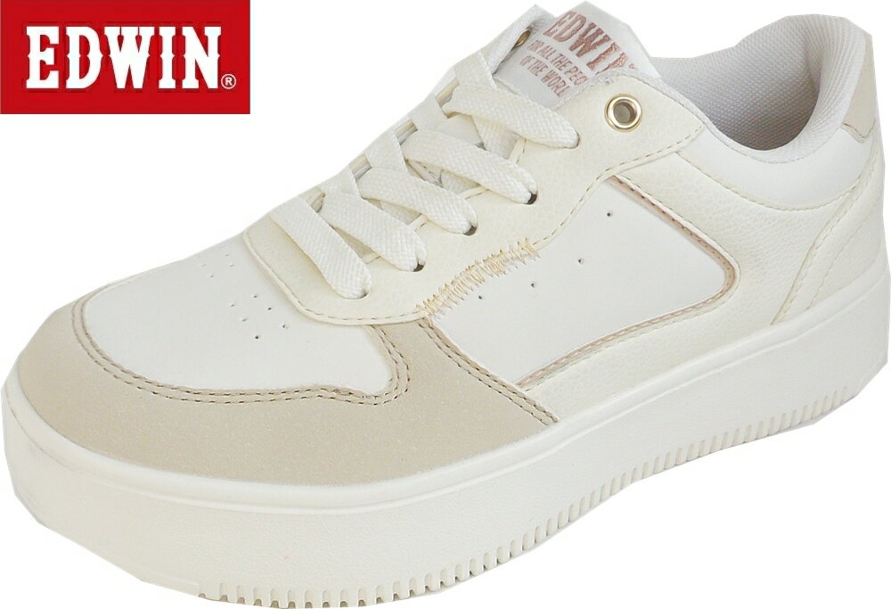 fu EDWIN エドウィン EDW4375 アイボリー 婦人スニ－カー レディス 23-24.5cm スニーカー