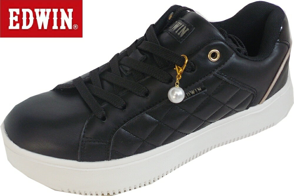 fu EDWIN エドウィン EDW4376 ブラック 婦人スニ－カー レディス 23-24.5cm スニーカー