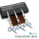 トリミングシザー ペット美容ハサミ トリマー カット ペット すきバサミ 6点セット ペット 自宅 初心者 犬 猫 jd-bt003