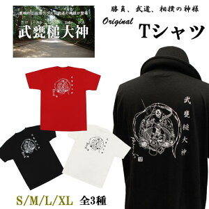 勝負の神様 武甕槌大神 Tシャツ 黒 赤 白 S M L XL 綿100% タケミカヅチ 武道 挑戦をしようとしている人に 訳あり商品