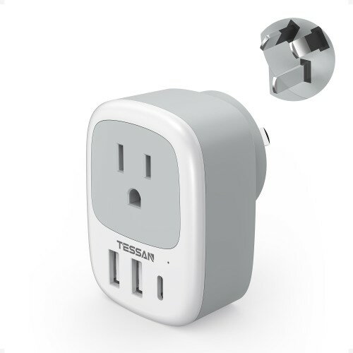 オーストラリア 変換プラグ o型 usb-c付き TESSAN 海外旅行用コンセント 変換 3USB ...