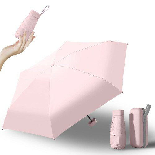 HYILUFEI 日傘 折りたたみ傘 軽量 ワンアクション開閉 遮光率＆UVカット率100％ レディース コンパクト 収納ポーチ付き 折り畳み傘 折り畳み日傘 折りたたみ傘 晴雨兼用 携帯便利 紫外線遮断 耐風撥水 熱中症対策 日焼け防止 レディース (ピンク)