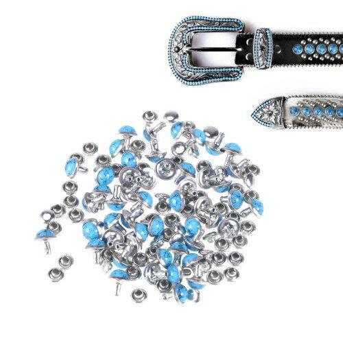 iplusmile 50個 8Mm ターコイズリベット スタッズ ブルー 手作りdiy装飾 革布用 カシメ ブレスレット ..