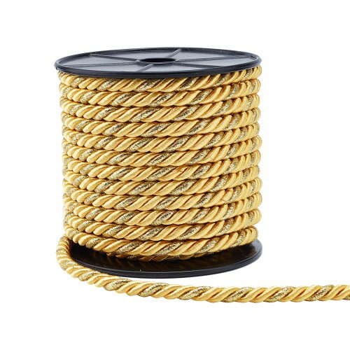 PH PandaHall 組紐 ツイストコード ゴールド 直径約8mm 髪飾り 服飾 帯締め 紐 編みコード 手芸 和服 浴衣用 クラフトロープ 成人式 装飾長さ約18m