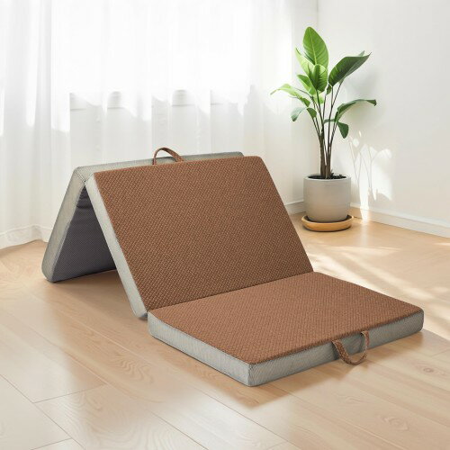 KOJIHOMU 折りたたみマットレス 厚さ10cm 高反発 硬め190N 密度36D 通気性 高反発折り畳み 体圧分散 腰痛対策 抗菌 防臭 ウレタン寝心地 敷布団 シングルサイズ アウトドア キャンプブラウン