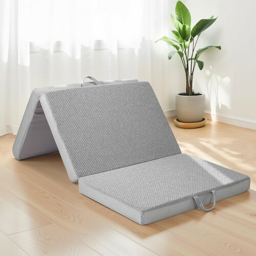KOJIHOMU 折りたたみマットレス 厚さ10cm 高反発 硬め190N 密度36D 通気性 高反発折り畳み 体圧分散 腰痛対策 抗菌 防臭 ウレタン寝心地 敷布団 シングルサイズ アウトドア キャンプ グレー