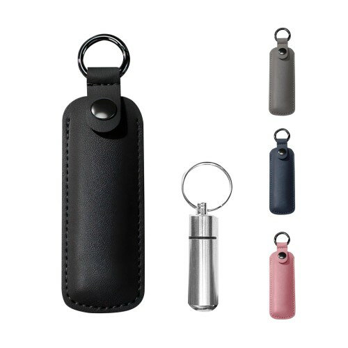 [雲見] 遺骨 キーホルダー 革カバー付き 防水防塵 シルバーペンダント 遺骨保護ケース付き 遺骨遺髪入れ カバー 保護 メモリアルグッズ お手元供養 記念 思いを託す ブラック