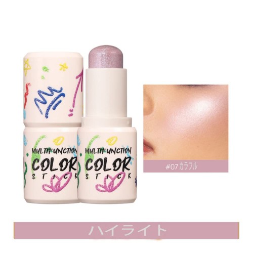 ケーズショップのLangmanni ロマンチック ハイライト チーク アイシャドウ 多機能メイクアップスティック 8カラー 4g - 07#Confetti｜アングル2