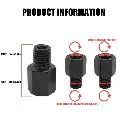 バイクミラー 変換アダプター 6個入り バイクミラー用 正10mm→正10mm 正10mm→逆10m...