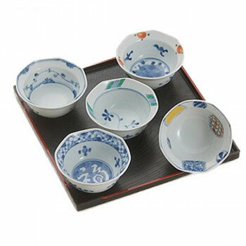 30010 染錦絵変り 盆付八角小付揃